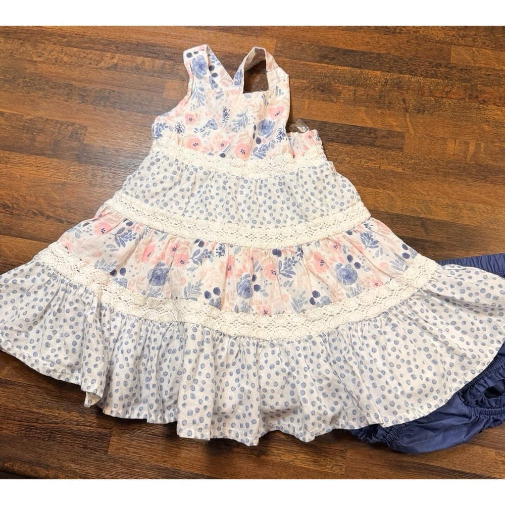 Tommy Bahama sundress size 12 months.  Floral blue and pink. Polka dots.  Girly